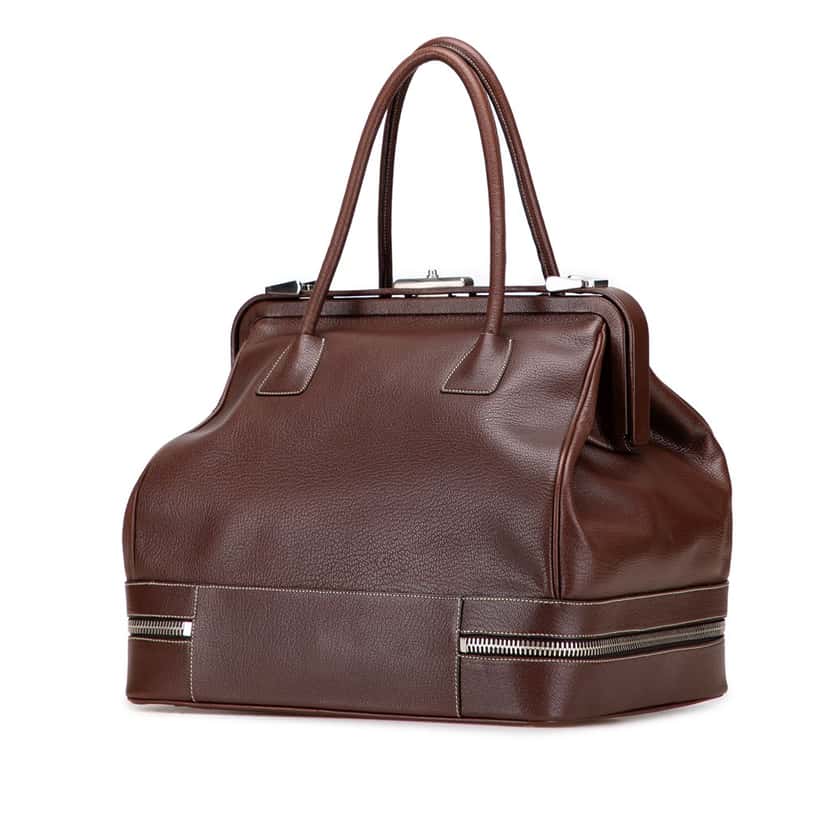 Prada Large Goatskin Frame Bag Brown Leather Good condition - Back View
