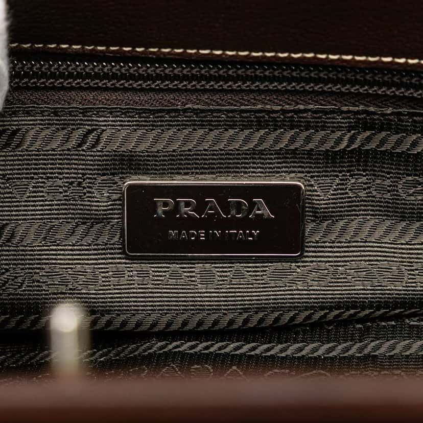 Prada Large Goatskin Frame Bag Brown Leather Good condition - Box View