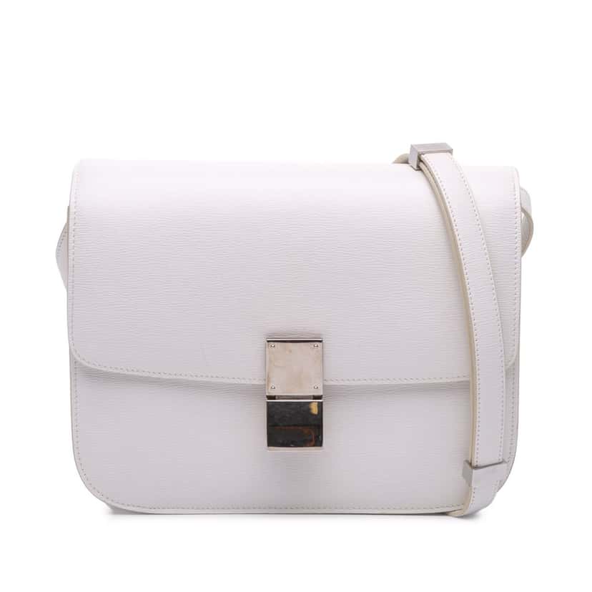 Celine Medium Calfskin Classic Box White Leather Good condition - Front View
