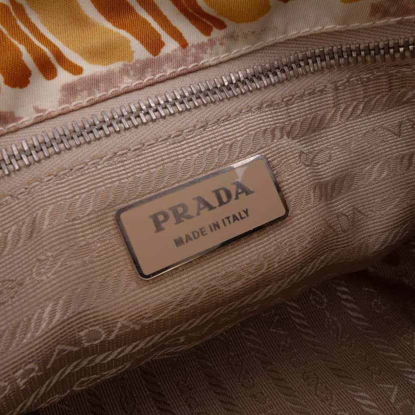 Prada Saffiano Trimmed Printed Canvas Venice Shoulder Bag Brown Canvas Good condition - Box View