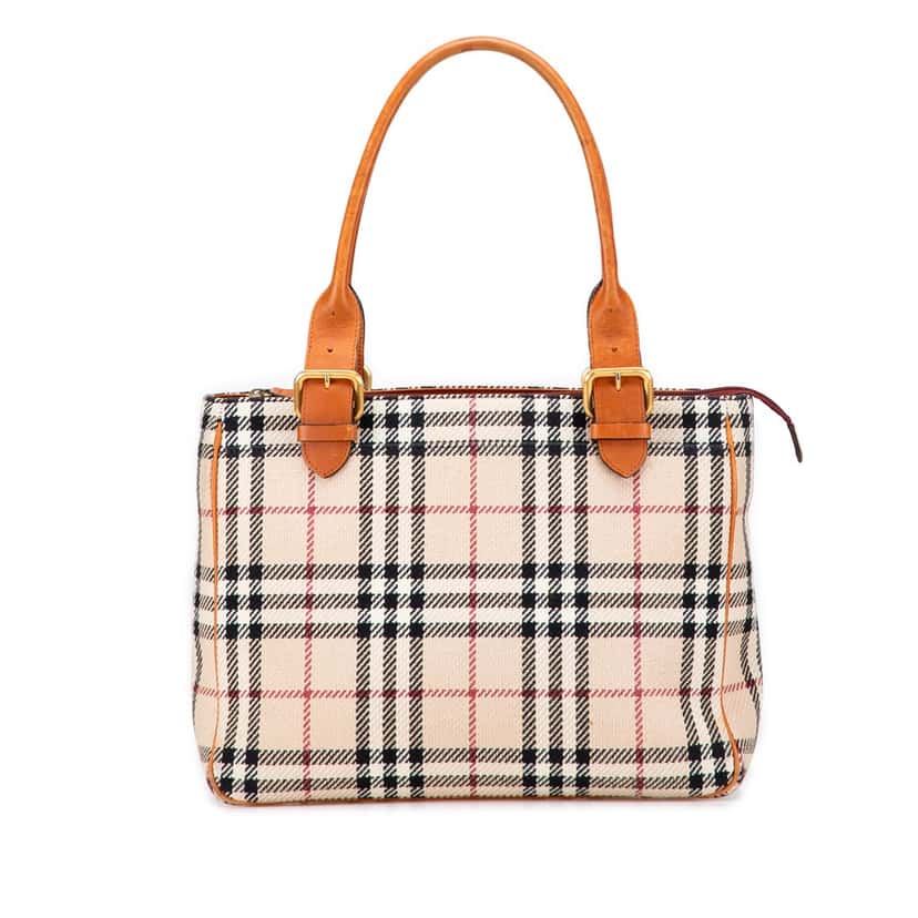 Burberry House Check Tweed Handbag Brown Tweed Good condition - Front View