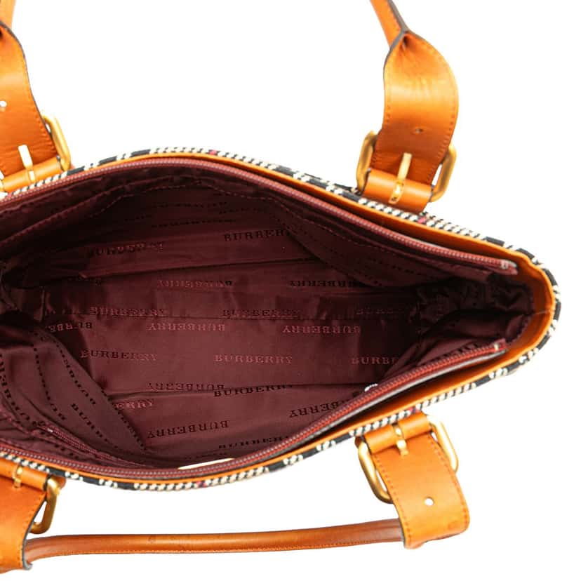 Burberry House Check Tweed Handbag Brown Tweed Good condition - Model View