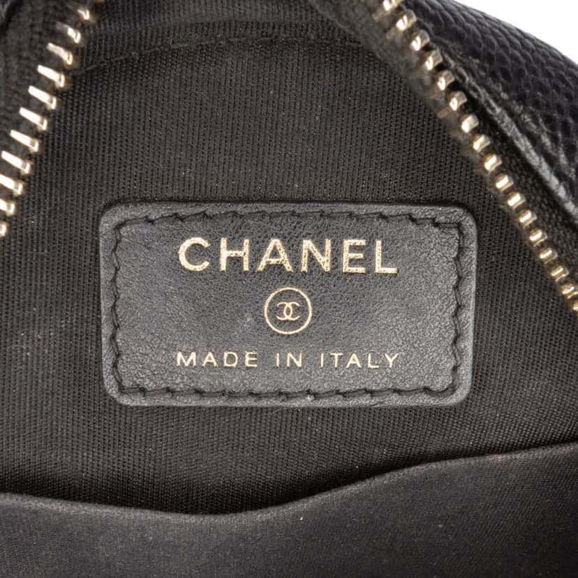 Chanel Caviar CC Filigree Round Clutch with Chain Black Leather Good condition - Box View