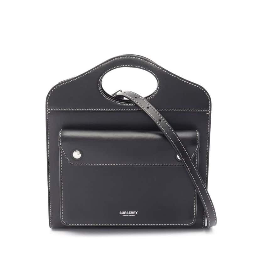 Burberry Leather Pocket Satchel Black Leather Good condition - Front View