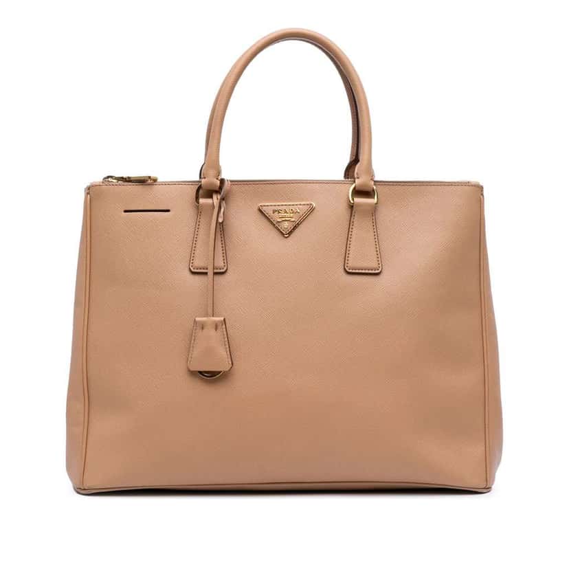 Prada Large Saffiano Lux Galleria Double Zip Satchel Brown Leather Good condition - Front View