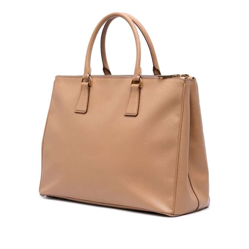 Prada Large Saffiano Lux Galleria Double Zip Satchel Brown Leather Good condition - Back View