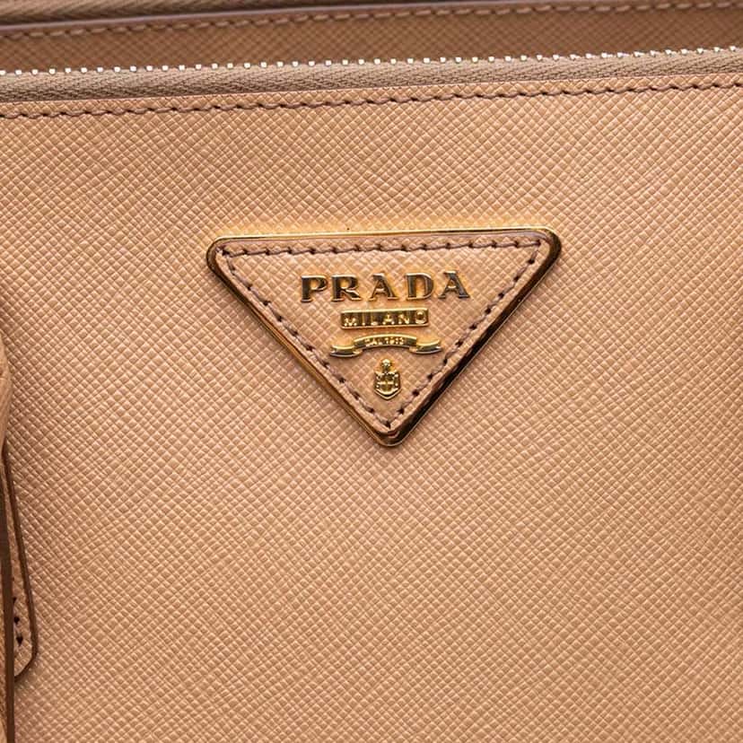 Prada Large Saffiano Lux Galleria Double Zip Satchel Brown Leather Good condition - Box View
