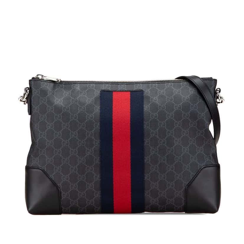 Gucci GG Supreme Web Crossbody Black Canvas Good condition - Front View