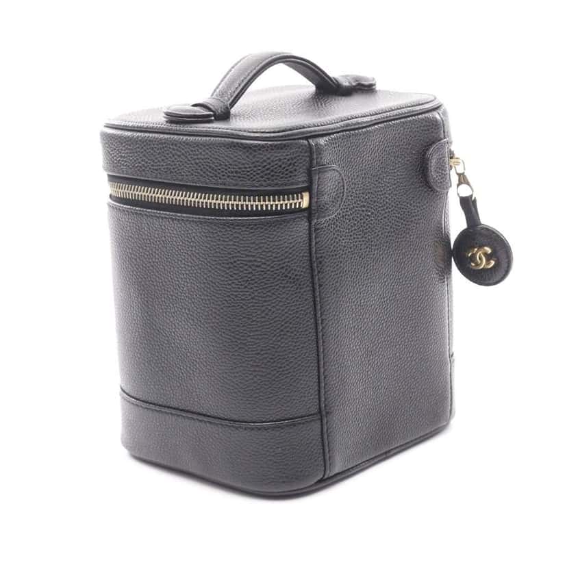 Chanel CC Caviar Vanity Case Black Leather Good condition - Back View