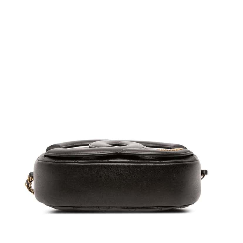 Chanel CC Quilted Lambskin Coco Midnight Camera Bag Black Leather Good condition - Inside View