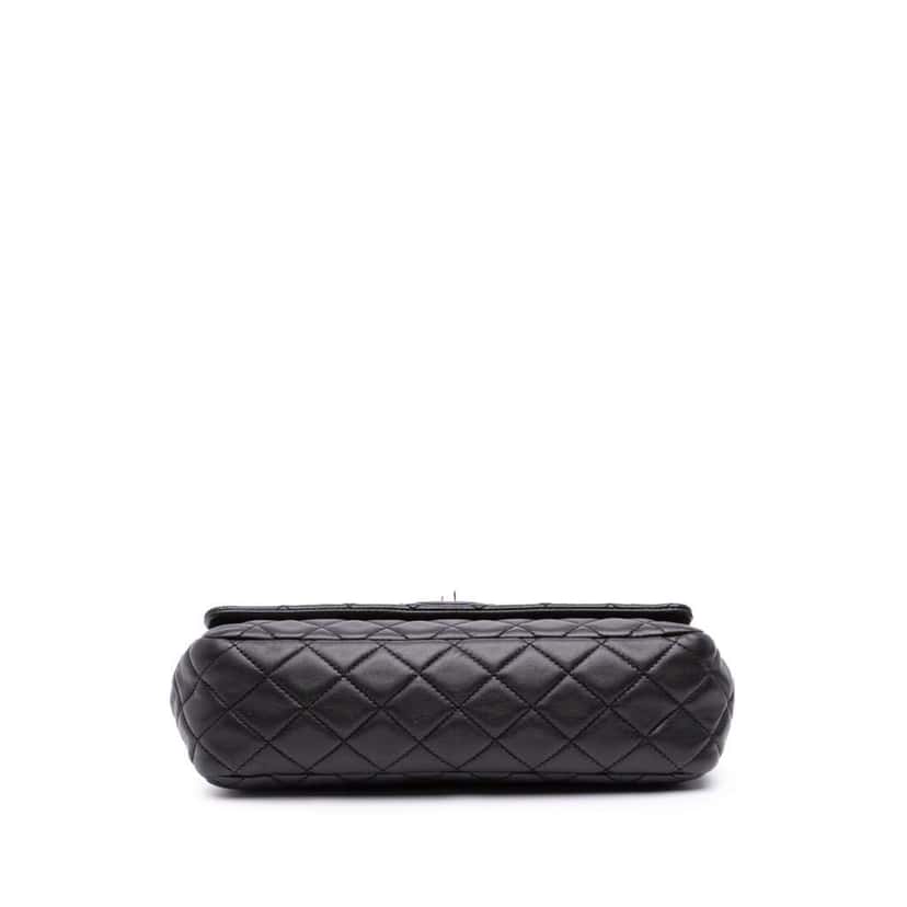 Chanel CC Quilted Lambskin Double Flap Black Leather Good condition - Inside View