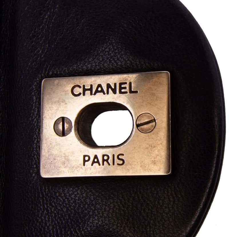 Chanel CC Quilted Lambskin Double Flap Black Leather Good condition - Box View