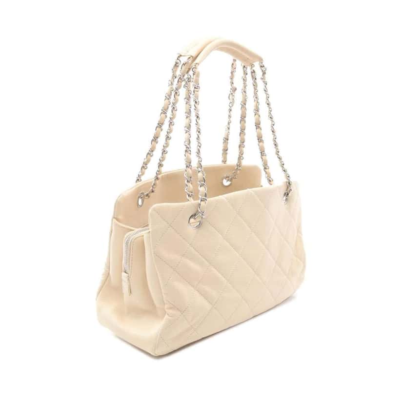 Chanel Petite Caviar Timeless Tote White Leather Good condition - Back View
