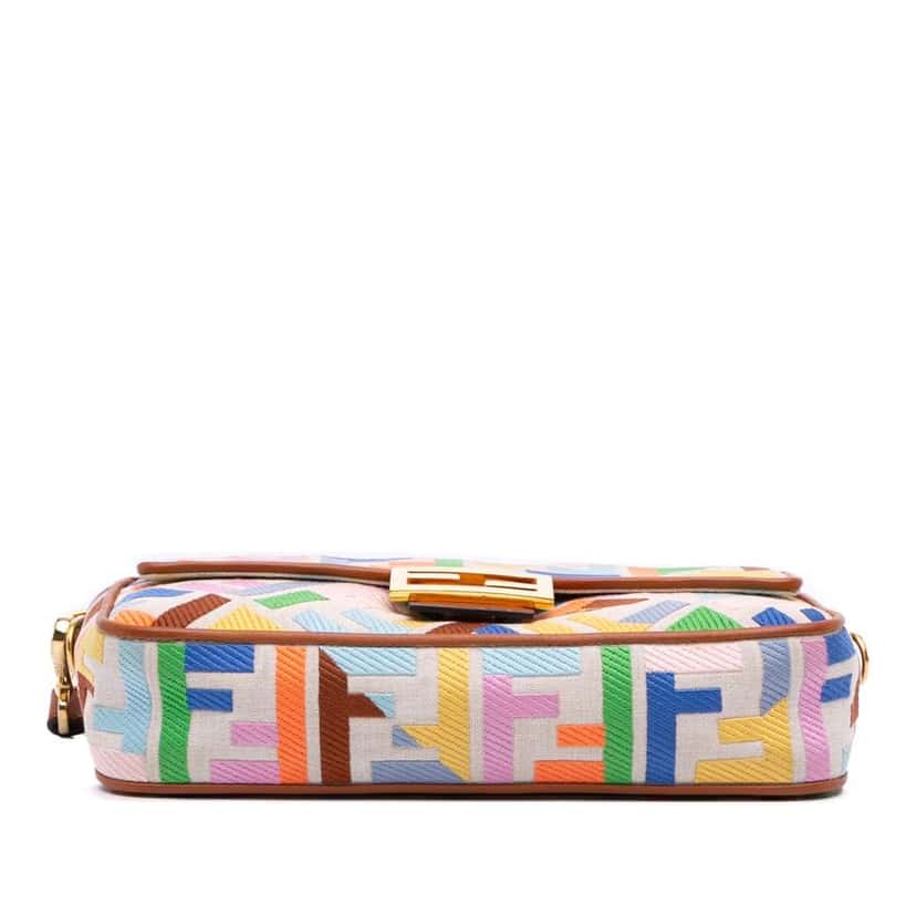 Fendi Zucca Embroidered Canvas Baguette Satchel Brown Canvas Good condition - Inside View