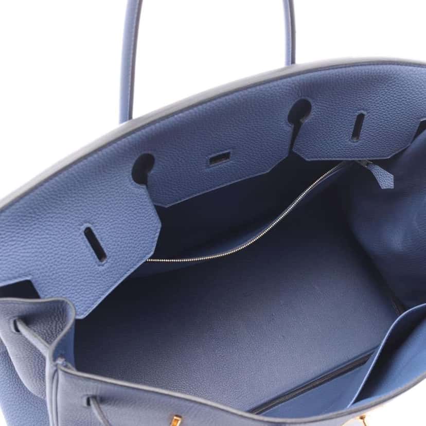 Hermès Togo Birkin Retourne 40 Blue Leather Good condition - Inside View