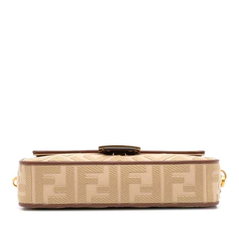Fendi Zucca Embroidered Canvas Baguette Satchel Brown Canvas Good condition - Inside View