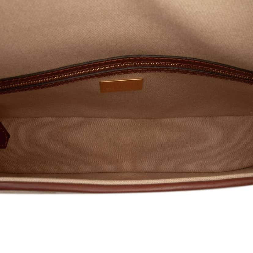 Fendi Zucca Embroidered Canvas Baguette Satchel Brown Canvas Good condition - Model View