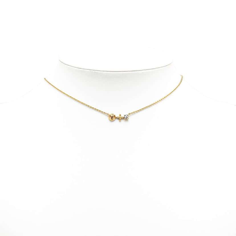 Louis Vuitton Gold Plated Petit Louis Necklace Gold Metal Good condition - Model View