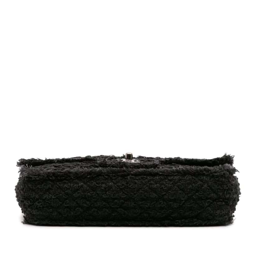 Chanel Medium Classic Tweed Single Flap Black Tweed Good condition - Inside View