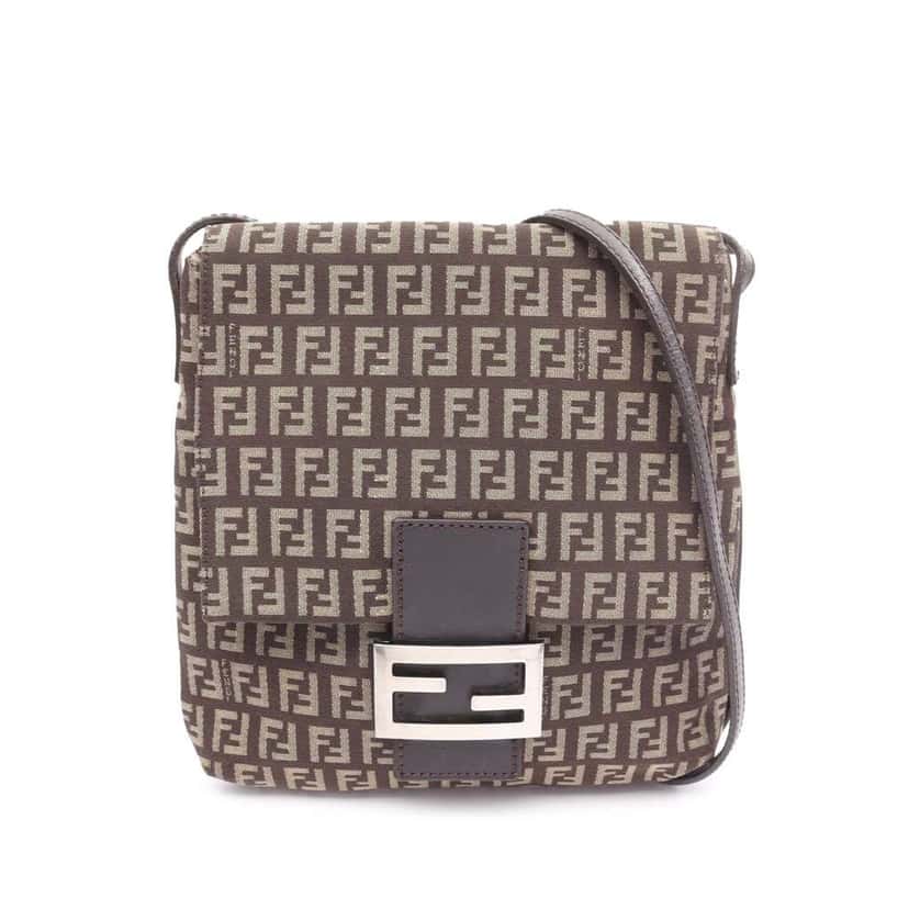 Fendi Zucchino Canvas Crossbody Brown Canvas Good condition - Front View
