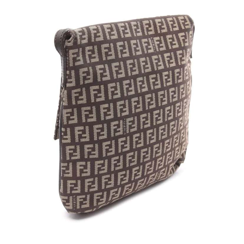 Fendi Zucchino Canvas Crossbody Brown Canvas Good condition - Back View