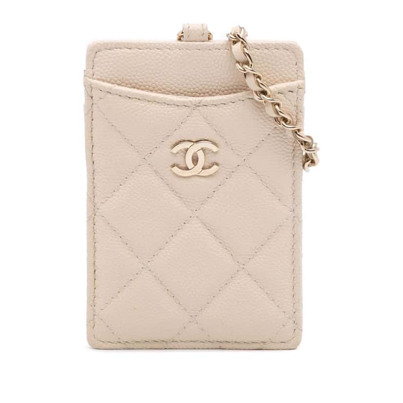 Chanel Quilted Caviar ID Card Holder Brown Leather Good condition - Front View