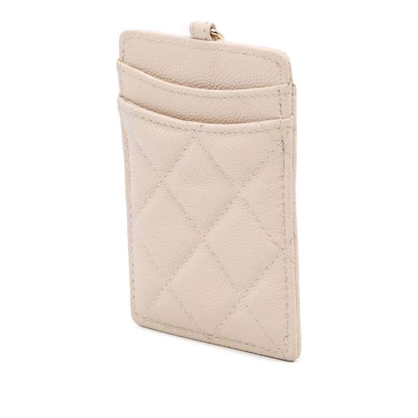 Chanel Quilted Caviar ID Card Holder Brown Leather Good condition - Back View