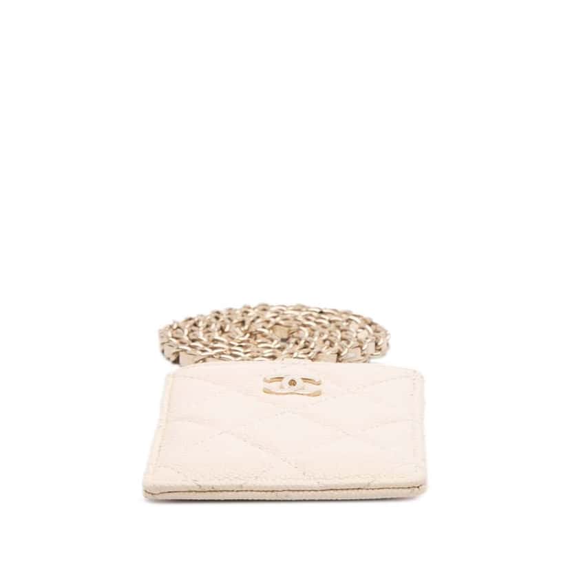 Chanel Quilted Caviar ID Card Holder Brown Leather Good condition - Inside View