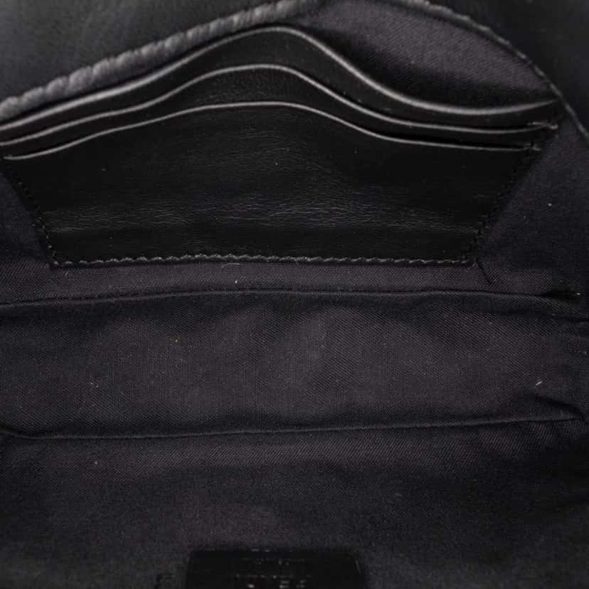 Fendi Mini Zucca Embossed Leather Baguette Satchel Black Leather Good condition - Model View