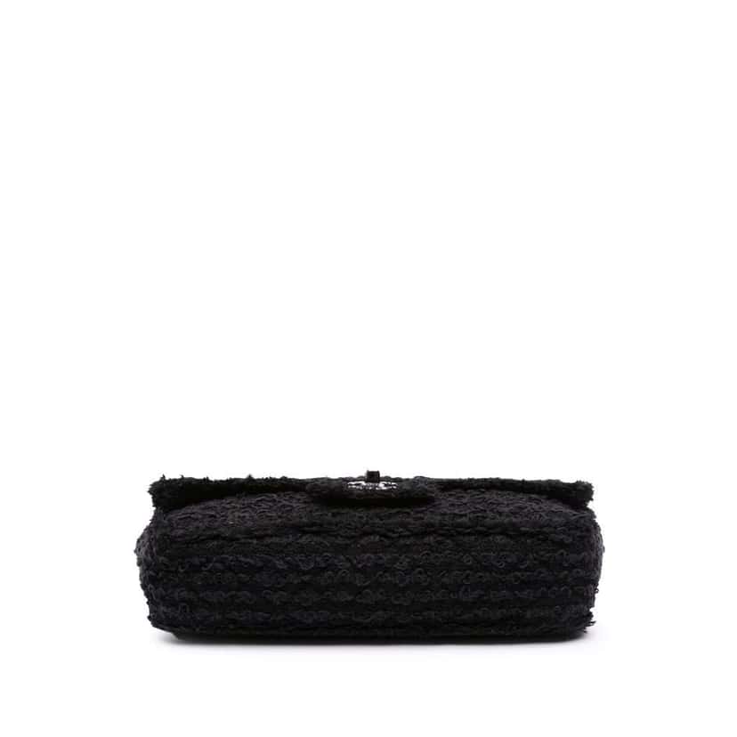 Chanel Medium Classic Tweed Single Flap Black Tweed Good condition - Inside View