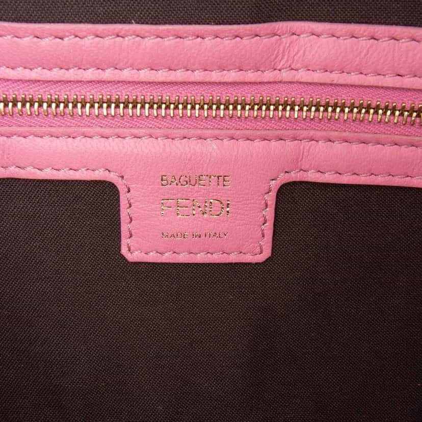 Fendi Zucca Embossed Leather Baguette Satchel Pink Leather Good condition - Box View