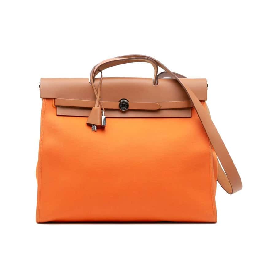 Hermès Toile Herbag Zip 39 Orange Canvas Good condition - Front View