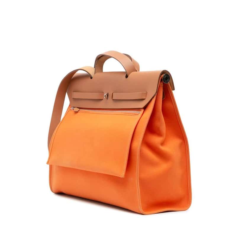 Hermès Toile Herbag Zip 39 Orange Canvas Good condition - Back View
