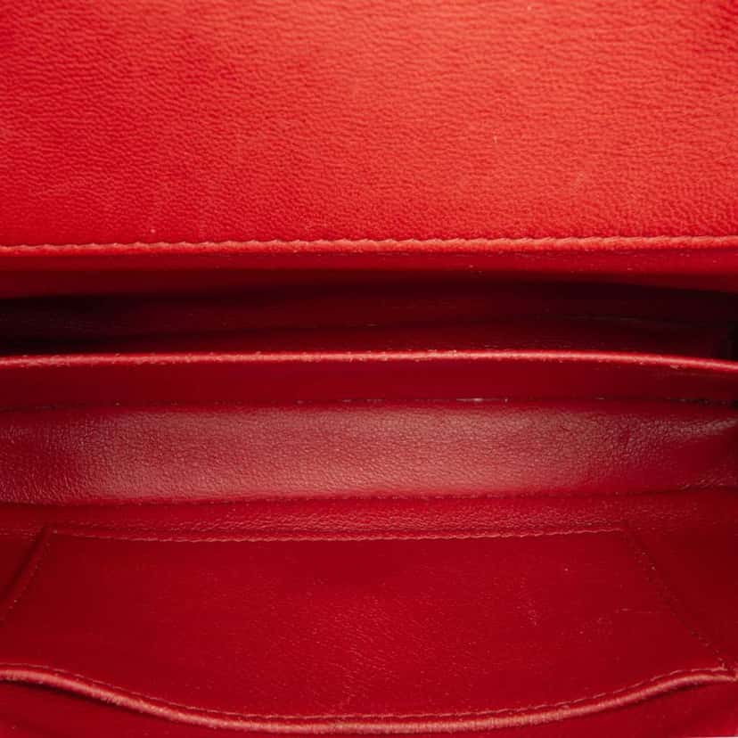 Chanel Extra Mini Rectangular Classic Lambskin Single Flap Red Leather Good condition - Model View