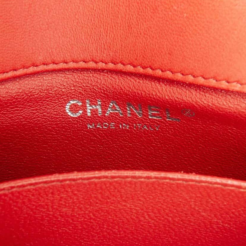 Chanel Extra Mini Rectangular Classic Lambskin Single Flap Red Leather Good condition - Box View