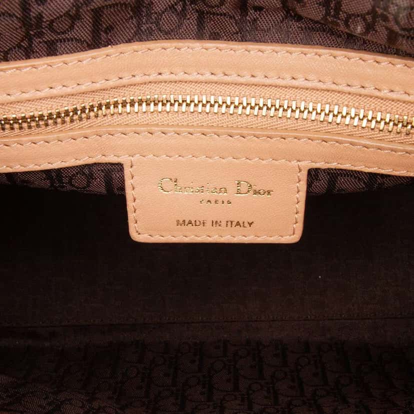 Dior Medium Lambskin Cannage Contrast Stitch Lady Dior Brown Leather Good condition - Box View