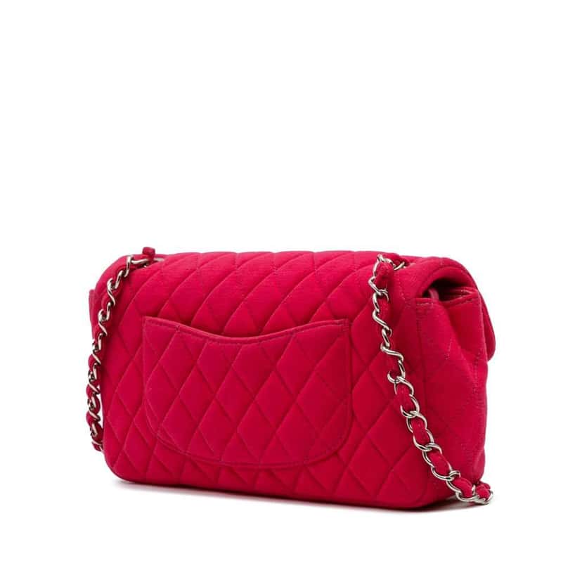 Chanel Quilted Jersey East West Single Flap Pink Cotton Good condition - Back View