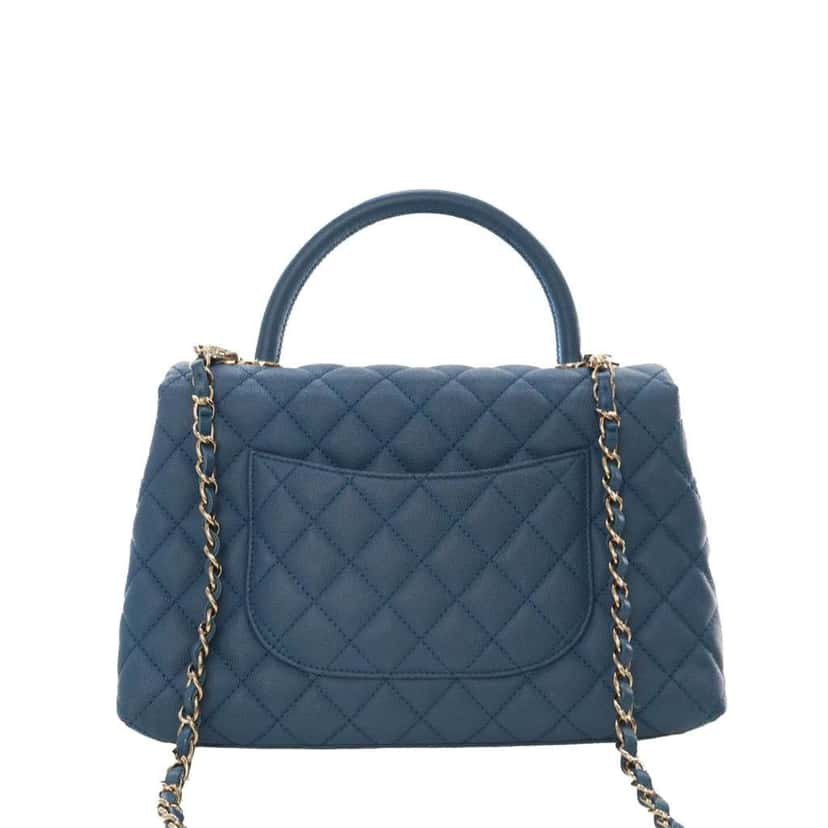 Chanel Small Caviar Coco Top Handle Bag Blue Leather Good condition - Back View
