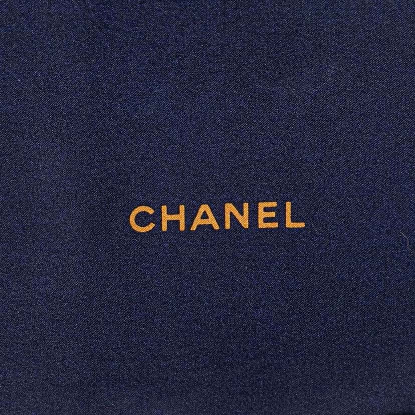 Chanel CC Gripoix Silk Scarf Blue Silk Good condition - Back View