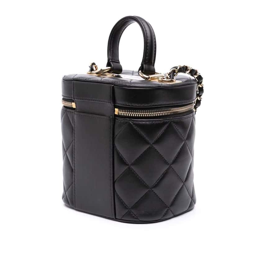 Chanel Quilted Lambskin Trendy CC Vanity Case Black Leather Good condition - Back View