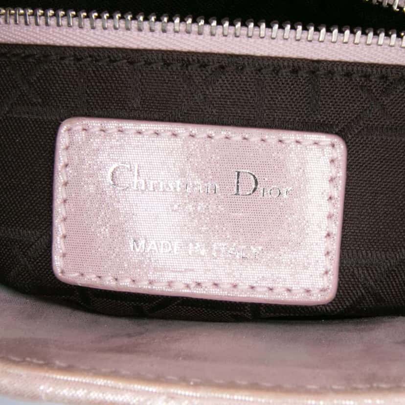 Dior Mini Iridescent Lambskin Cannage Lady Dior Pink Leather Good condition - Box View