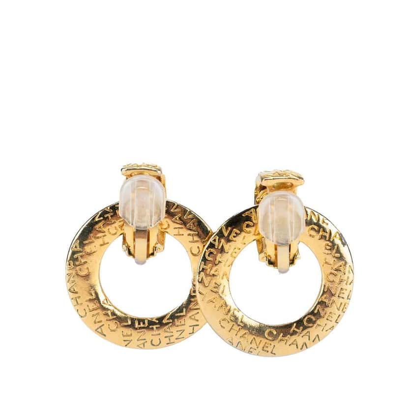 Chanel Gold Plated Door Knocker Clip On Earrings Gold Metal Good condition - Back View