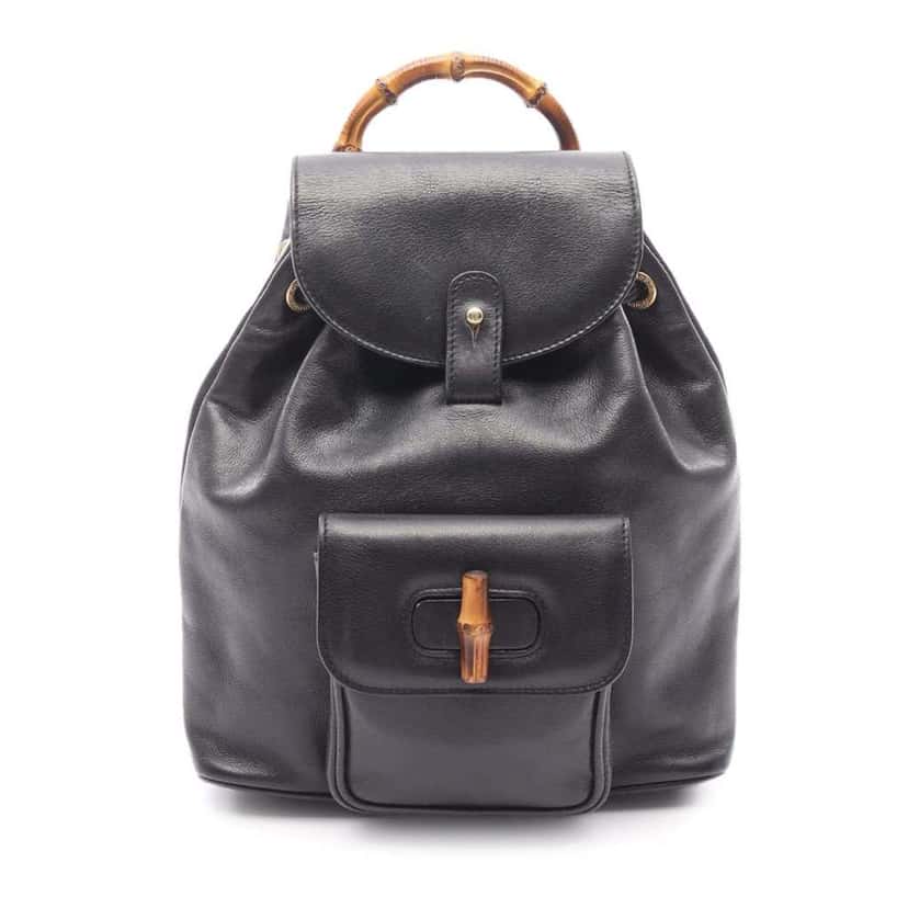 Gucci Leather Bamboo Backpack Black Leather Good condition - Front View