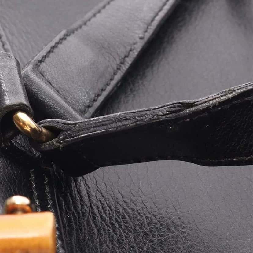 Gucci Leather Bamboo Backpack Black Leather Good condition - Box View