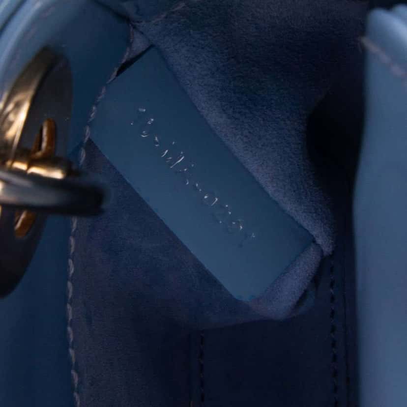 Dior Micro Patent Cannage Lady Dior Blue Leather Good condition - Box View