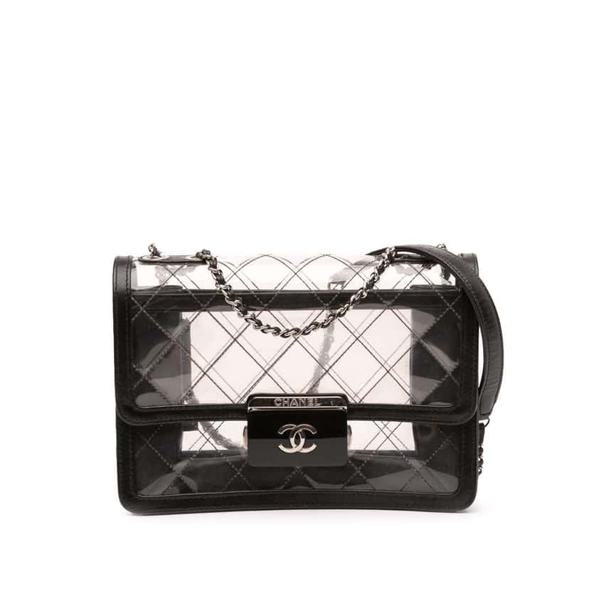 Chanel Medium PVC Naked Beauty Lock Flap Black Good condition - Front View