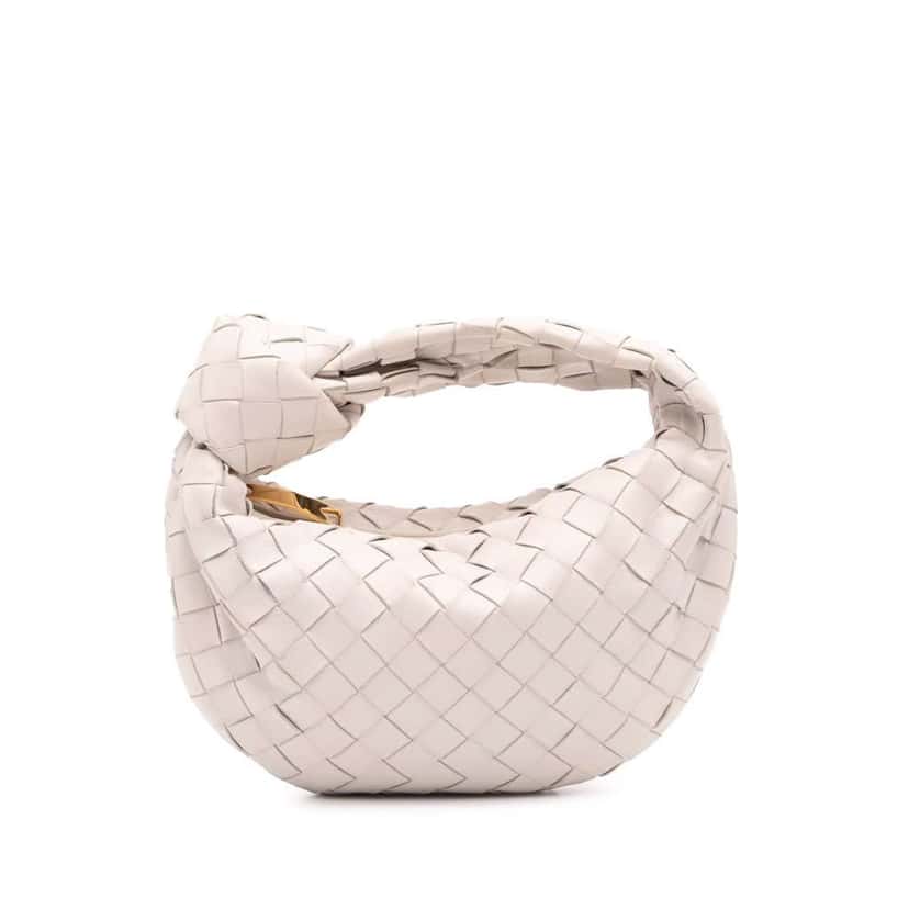Bottega Veneta Mini Nappa Intrecciato Jodie White Leather Good condition - Front View