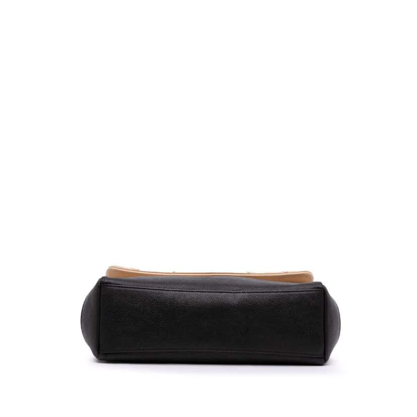 Chanel CC Bicolor Quilted Calfskin and Caviar Single Flap Brown Leather Good condition - Inside View