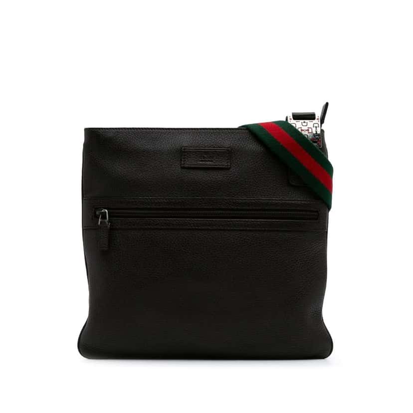 Gucci Leather Web Crossbody Black Leather Good condition - Front View