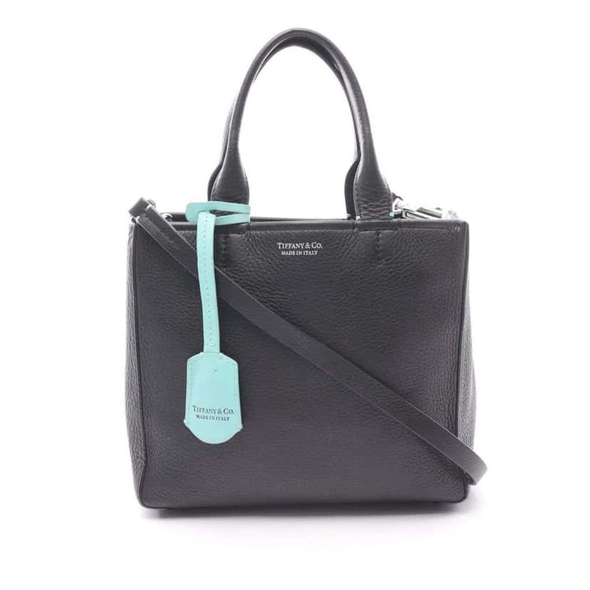 Tiffany & Co Micro Pebbled Calfskin Satchel Black Leather Good condition - Front View